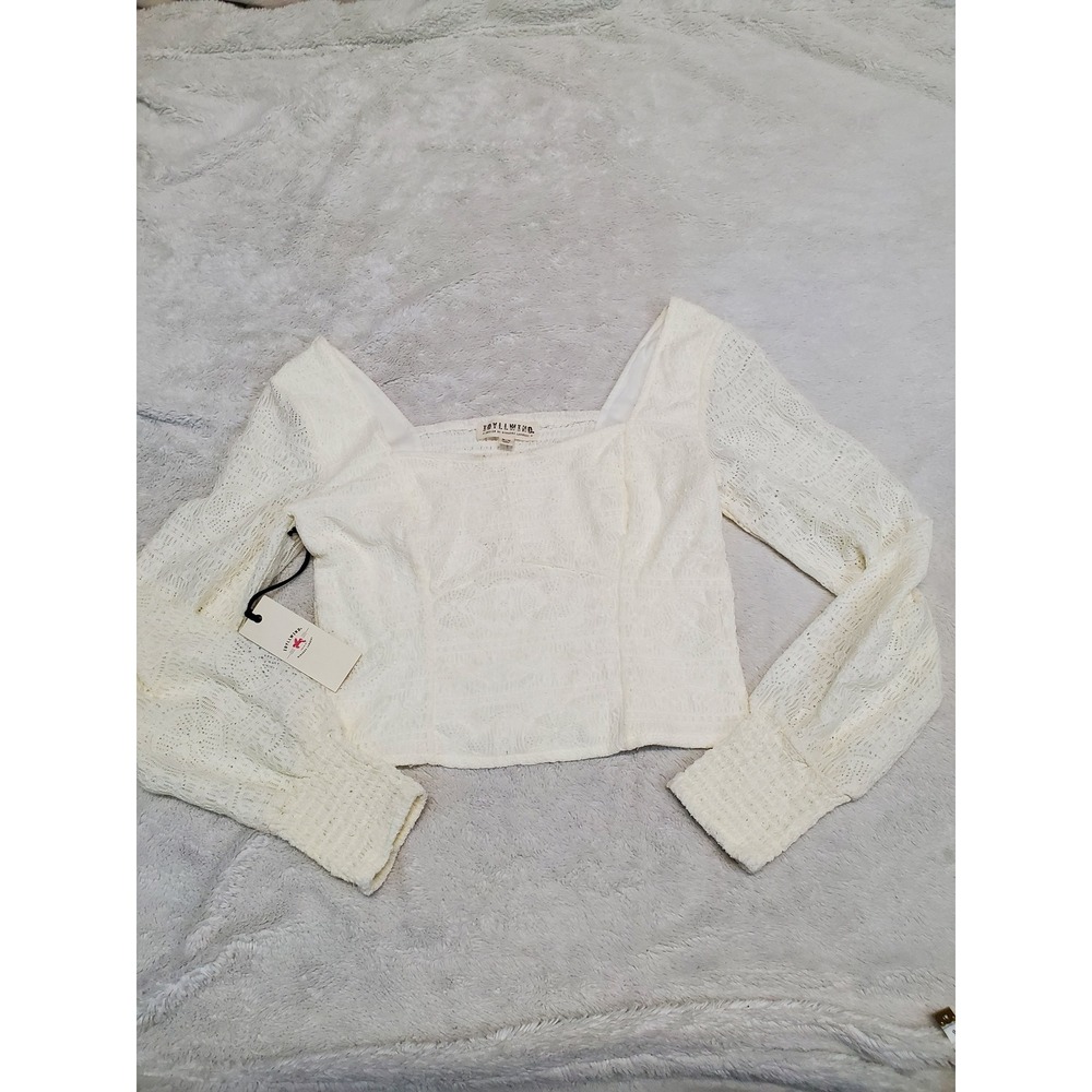 NWT Idyllwind Cream Lace‎ Cropped Babydoll Top Medium Boho Festival Fairy Dainty